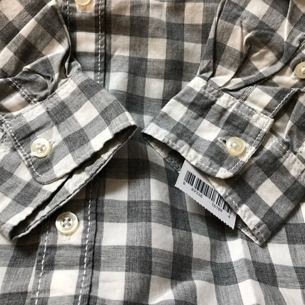 Carter’s Gray & white gingham button down shirt